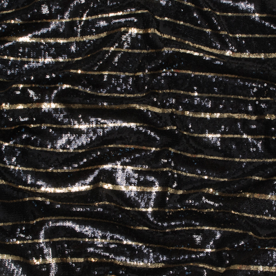 Black and Gold Striped Sequin Fabric | Mood Fabrics