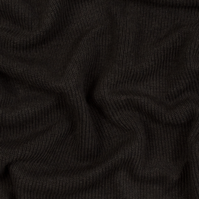 Brown Wool Ribbed Knit with Black Scuba Backing | Mood Fabrics