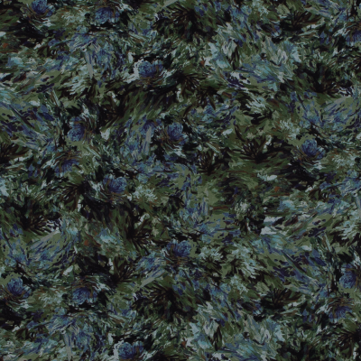 Green and Purple Abstract Floral Polyester Chiffon | Mood Fabrics