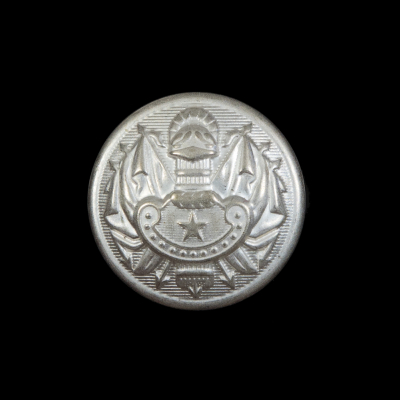 Silver Aluminum Crest Shank Back Button - 36L/23mm | Mood Fabrics