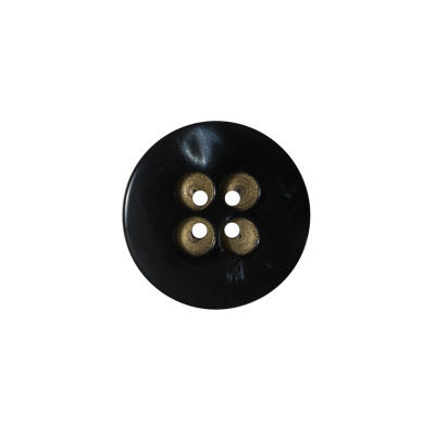Black and Gold 4-Hole Button - 28L/18mm | Mood Fabrics