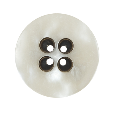 Ivory and Black 4-Hole Button - 44L/28mm | Mood Fabrics