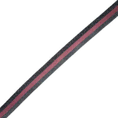 Black/Silver/Pink Lurex Knit Trim - 1.25