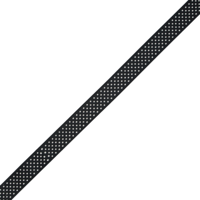 Black Grosgrain Ribbon with White Polka Dots - 1
