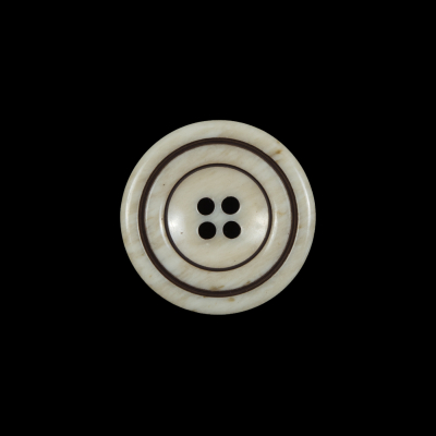 Cream and Brown Plastic 4-Hole Button - 32L/20mm | Mood Fabrics