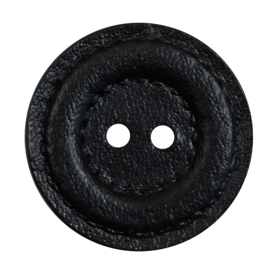 Black Faux Leather Plastic 2-Hole Button - 54L/34mm | Mood Fabrics