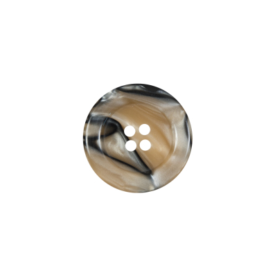Beige and Black Plastic 4-Hole Button - 28L/18mm | Mood Fabrics
