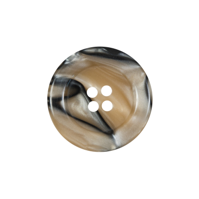 Beige and Black Plastic 4-Hole Button - 36L/23mm | Mood Fabrics