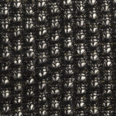 Black and Metallic Gold Blended Wool Crochet Lace | Mood Fabrics