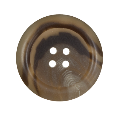Brown and Beige Plastic 4-Hole Button - 44L/28mm | Mood Fabrics