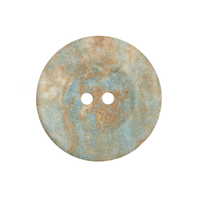 Beige and Blue 2-Hole Button - 40L/25.5mm | Mood Fabrics