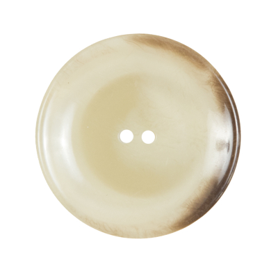 Italian Beige and Brown Horn 2-Hole Button - 44L/28mm | Mood Fabrics