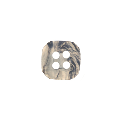 Gray and Beige Square Plastic 4-Hole Button - 20L/12.5mm | Mood Fabrics