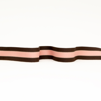 Italian Brown and Pink Striped Grosgrain Ribbon - 1.25