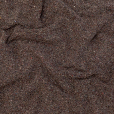 Muted Brown Heathered and Speckled Fuzzy Wool Knit | Mood Fabrics