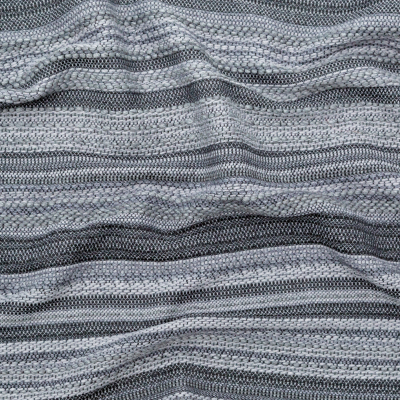 Tactile Gray Striped Wool Tweed | Mood Fabrics