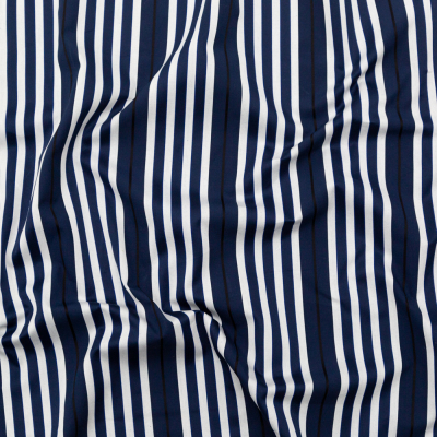 Rag & Bone Navy and White Tactile Striped Cotton Woven | Mood Fabrics