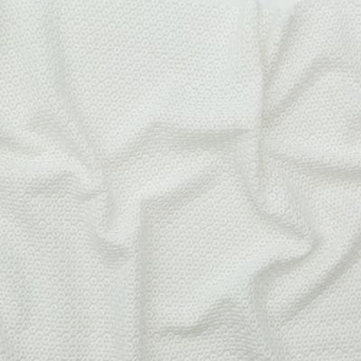 Rag & Bone White Polyester Chiffon with Cotton Embroidered Circles | Mood Fabrics