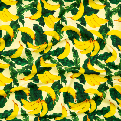 Bananas and Leaves Caye UV Protective Compression Swimwear Tricot with Aloe Vera Microcapsules | Mood Fabrics