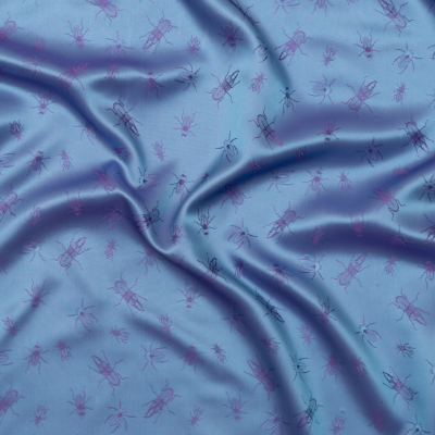Grape Royale and Moonlight Blue Bi-Color Beetles Jacquard Lining | Mood Fabrics
