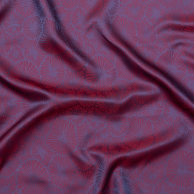 Red and Purple Bi-Color Floral Jacquard Lining | Mood Fabrics