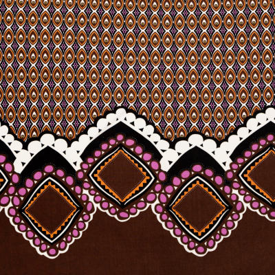Brown and Purple Geometric Jersey Panel | Mood Fabrics