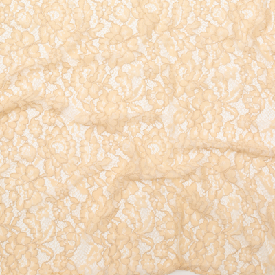 Apricot Illusion Floral Re-Embroidered Dentelle Lace | Mood Fabrics