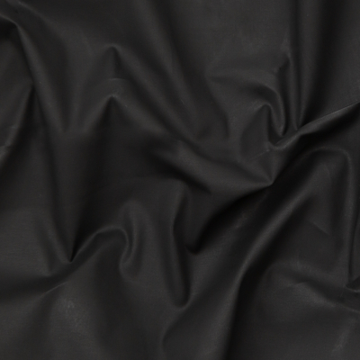 Italian Subdued Black Waxed Stretch Cotton Woven | Mood Fabrics