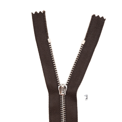 Mood Exclusive Italian Brown and Silver T3 Closed End Metal Zipper - 9