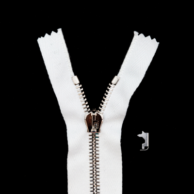 Mood Exclusive Italian Off-White and Silver T5 Closed End Metal Zipper - 9