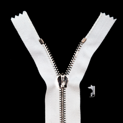 Mood Exclusive Italian White and Silver T5 Closed End Metal Zipper - 9