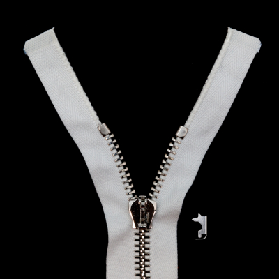 Mood Exclusive Italian Off-White and Silver T8 Open End Metal Zipper - 27.5