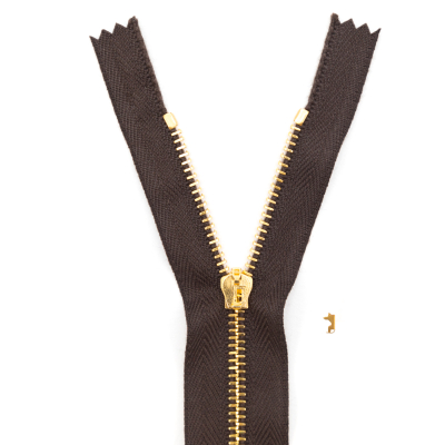 Mood Exclusive Italian Brown and Gold T3 Closed End Metal Zipper - 9