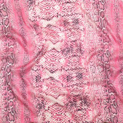 Pink Python Printed Satin-Faced Silk Chiffon | Mood Fabrics