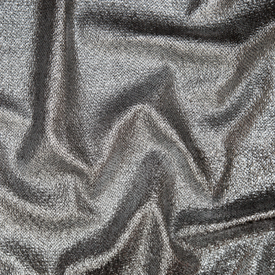 Milly Black Tweed with Metallic Silver Python Foil Topcoat | Mood Fabrics