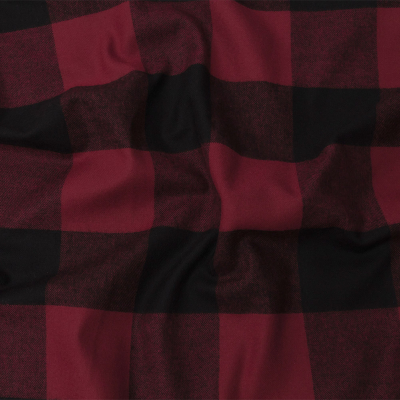 Seco Black and Red Buffalo Check Cotton Flannel | Mood Fabrics