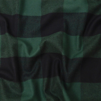 Seco Black and Green Buffalo Check Cotton Flannel | Mood Fabrics