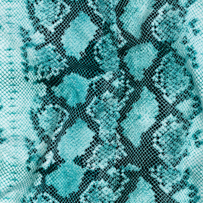 Turquoise Python Caye UV Protective Compression Swimwear Tricot with Aloe Vera Microcapsules | Mood Fabrics