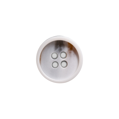 Italian White and Beige Abstract 4-Hole Plastic Button - 24L/15mm | Mood Fabrics