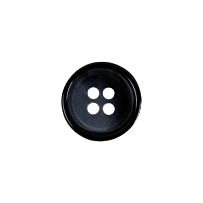 Italian Navy Abstract 4-Hole Plastic Button - 24L/15mm | Mood Fabrics