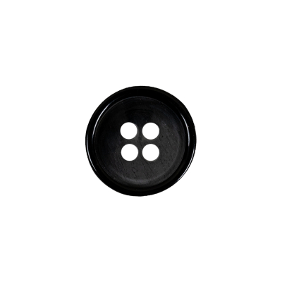 Italian Black Abstract 4-Hole Plastic Button - 24L/15mm | Mood Fabrics