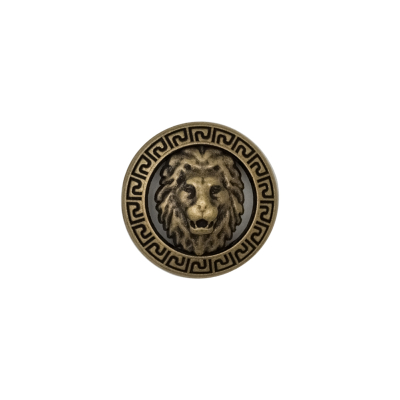 Italian Antique Gold Metal Crest Shank Button - 24L/15mm | Mood Fabrics