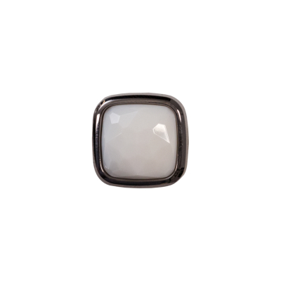 Italian White and Gunmetal 2-Piece Plastic Button - 22L/14mm | Mood Fabrics