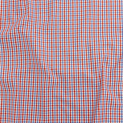 Premium Red, White and Blue Tattersall Gingham Plaid Cotton Shirting | Mood Fabrics