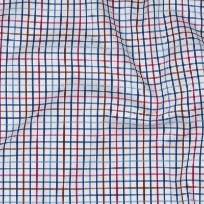 Premium Red, White and Deep Ultramarine Checkered Cotton Shirting | Mood Fabrics