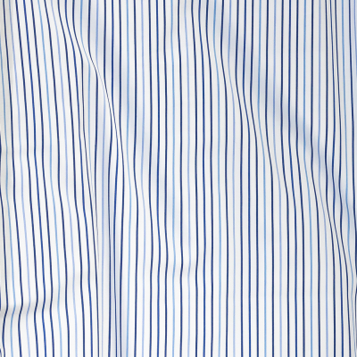Premium Gradient Blue Pencil Stripes Twill Cotton Shirting | Mood Fabrics