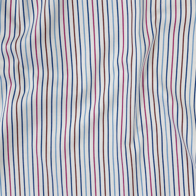 Premium Red, White and Blue Pencil Stripes Twill Cotton Shirting | Mood Fabrics