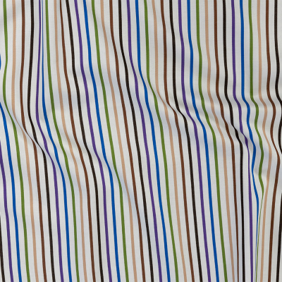 Premium Cool-Tones Multicolor Pencil Stripes Dobby Cotton Shirting | Mood Fabrics