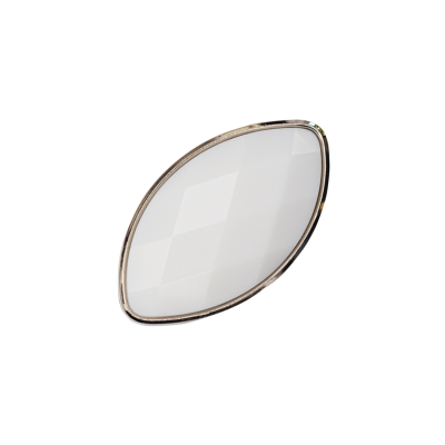 Italian White and Silver 2-Piece Plastic Teardrop Shank Back Button - 32L/20mm | Mood Fabrics
