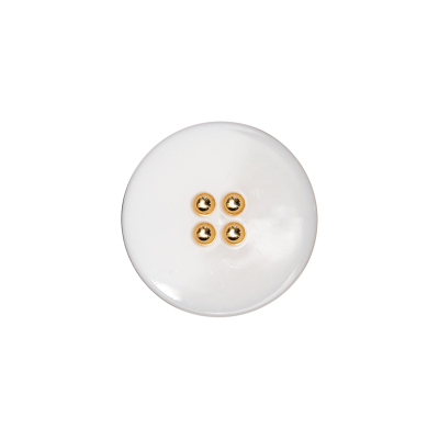 Italian White and Gold 2-Piece Plastic Button - 30L/19mm | Mood Fabrics